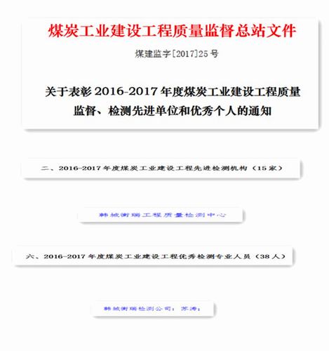 喜報：韓城分公司檢測中心榮獲2017年度先進(jìn)檢測機構(gòu)