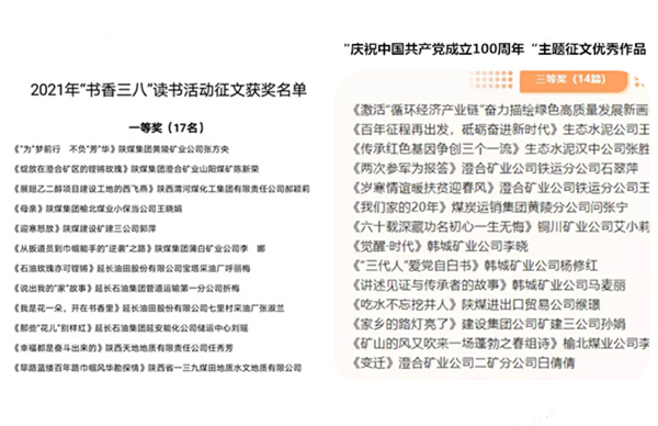 陜煤建設(shè)礦建三公司：給力！職工多篇征文作品相繼獲獎